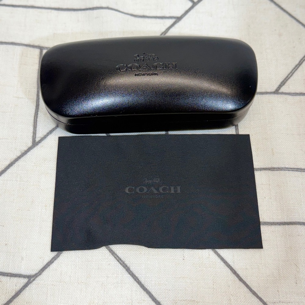 Coach Eyeglasses Case OS Black Hard Shell Clamshell with Cleaning Cloth